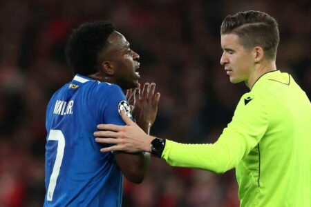 فينيسيوس جونيور يحتفل بهدفه الحاسم لريال مدريد ضد بنفيكا في دوري أبطال أوروبا